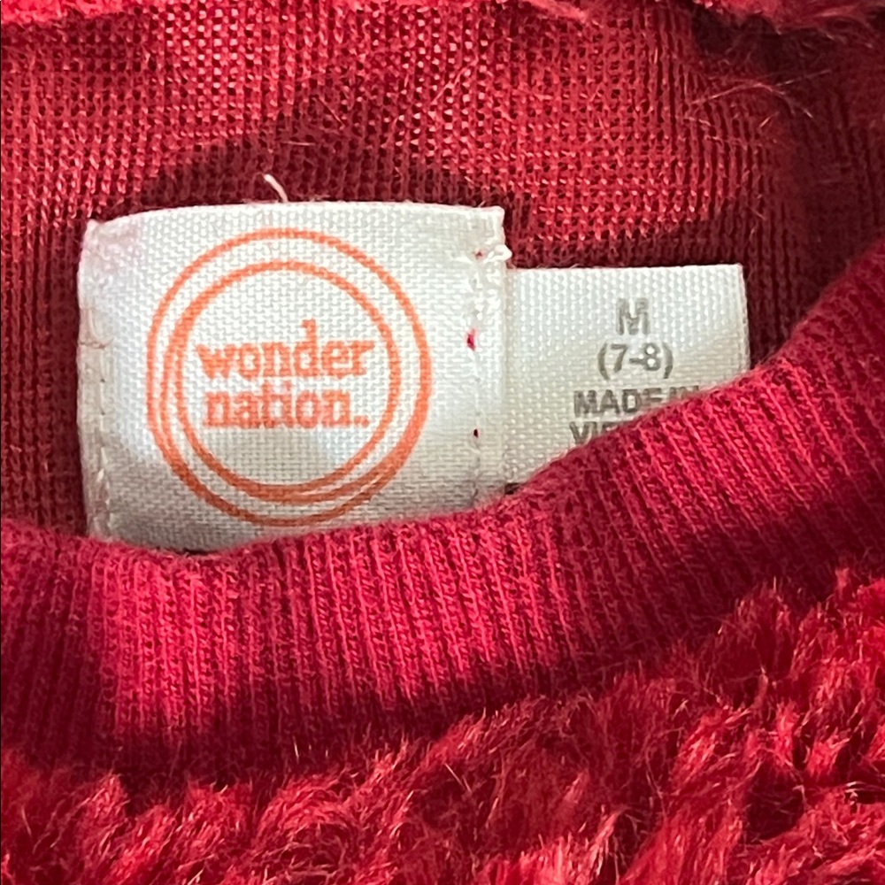 Wonder Nation Red Fuzzy Kids Sweater - Picture 2 of 6